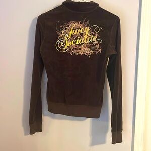 Juicy couture brown suede zip up track jacket